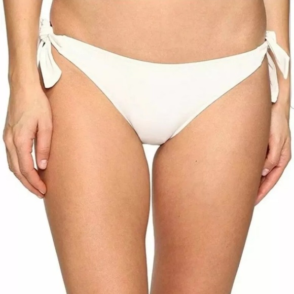 *NWT Shade & Shore Large (12-14) Off White Beige Side Tie Bikini Swim Bottom - Picture 1 of 7